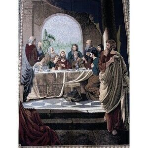 Chatham Last Supper Throw Blanket Vintage Religious Tapestry Jesus Church Christ